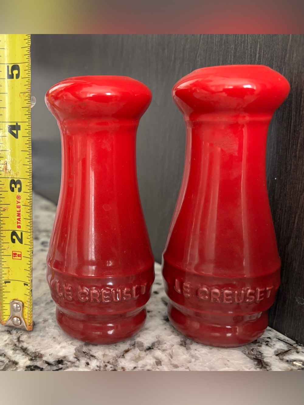 Le Creuset Cherry/Cerise Ceramic Salt and Pepper Shakers
